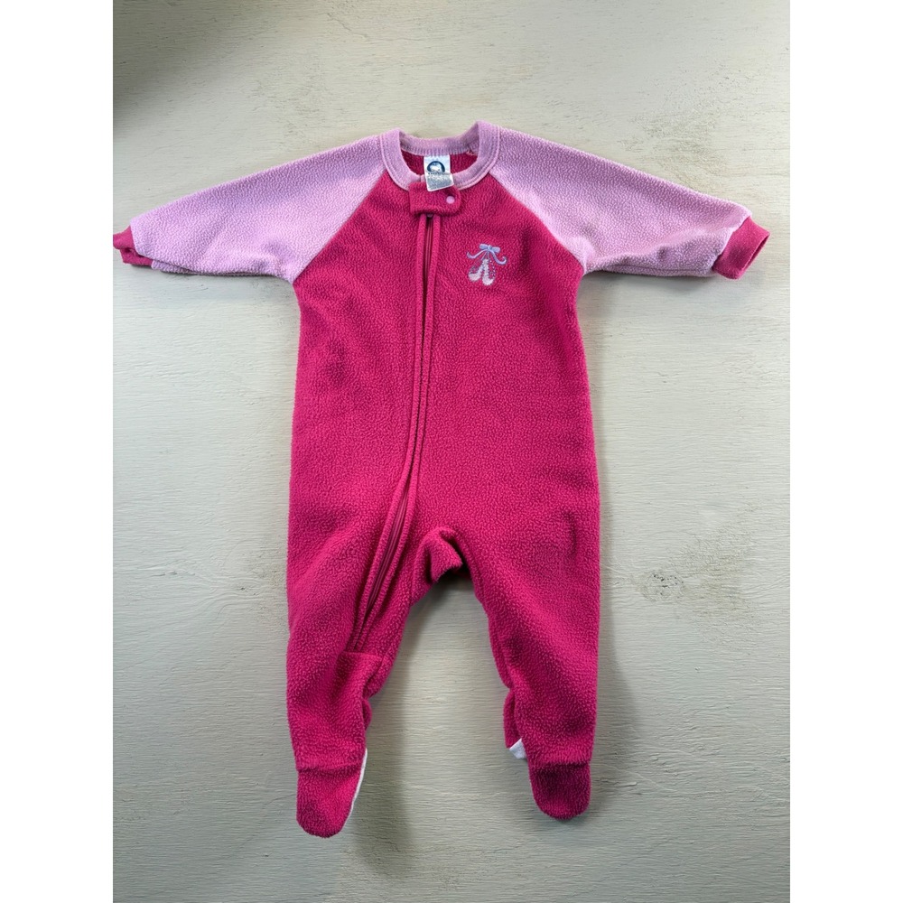 VTG Gerber 12 months Girls Pink Fleece Footed Blanket Sleeper Pajamas Ballet 90s